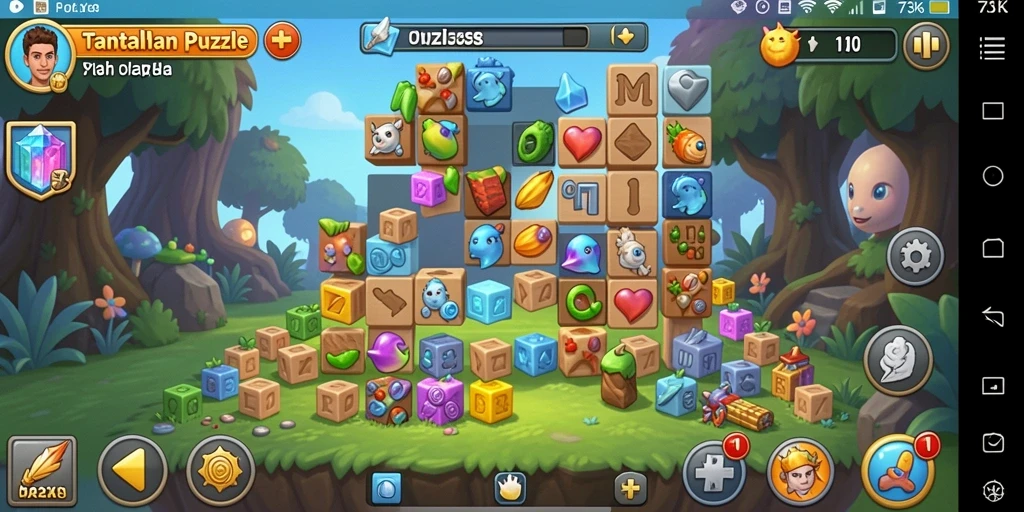 Tampilan gameplay menantang dari 73K yang penuh warna.