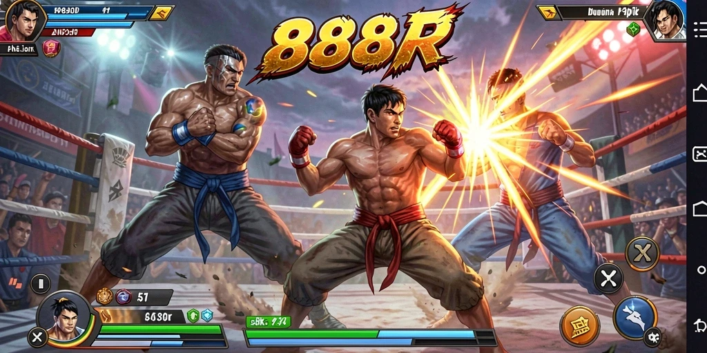 Screenshot gameplay 888R menampilkan aksi pertarungan yang mendebarkan.