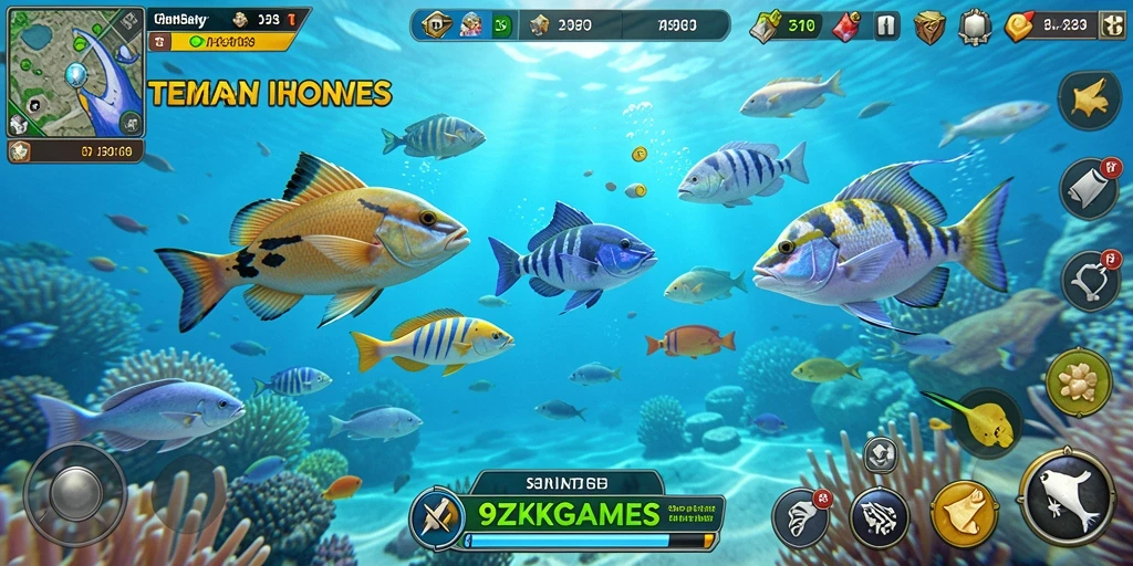 Tampilan gameplay menembak ikan di 9ZKGAMES yang seru.