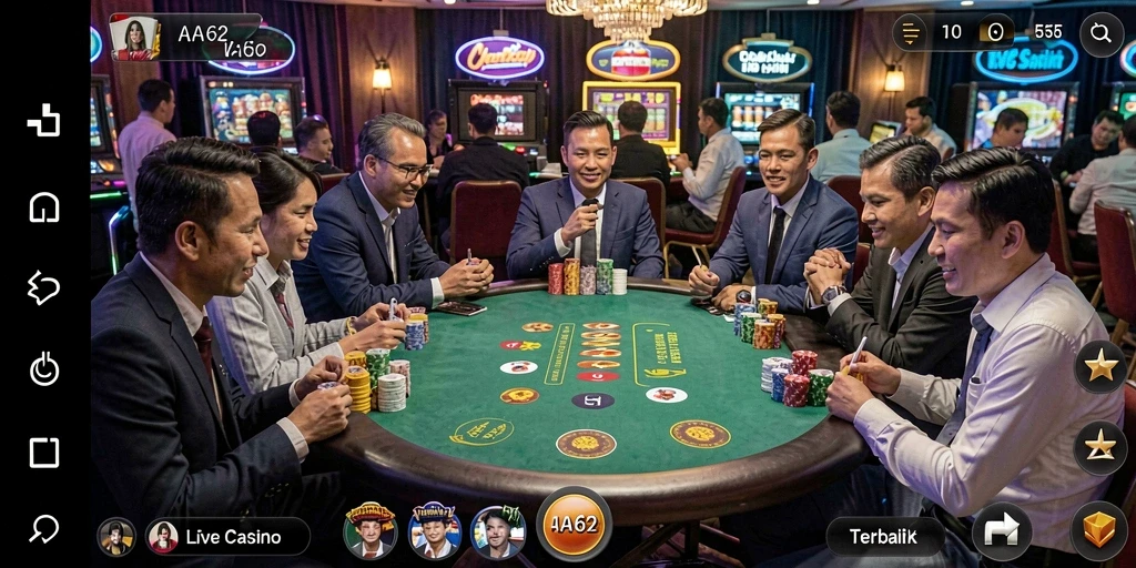 Tampilan gameplay Live Casino yang mendebarkan di AA62.
