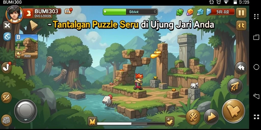 Tampilan gameplay BUMI303 yang menantang dan penuh warna.