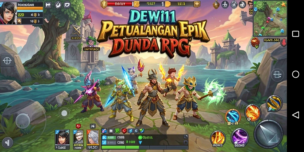 Tampilan gameplay epik DEWI11 dengan karakter yang berpetualang.