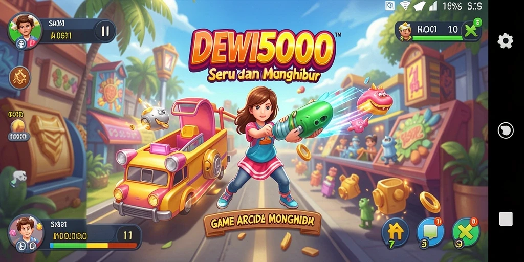 Tampilan gameplay DEWI5000 yang penuh aksi dan tantangan.