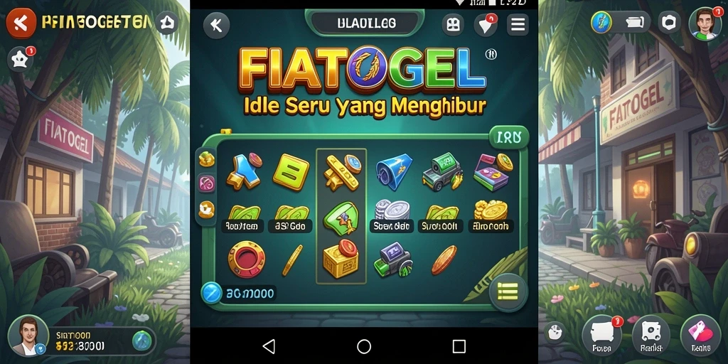 Screenshot gameplay FIATOGEL menunjukkan karakter yang berkembang dalam permainan Idle.
