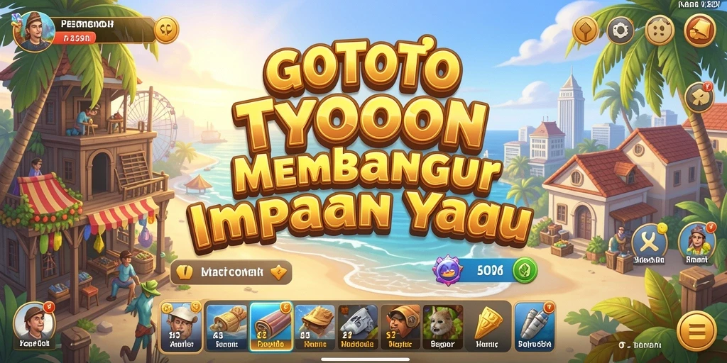 Tampilan gameplay GOTOTO yang menarik dengan elemen Tycoon.