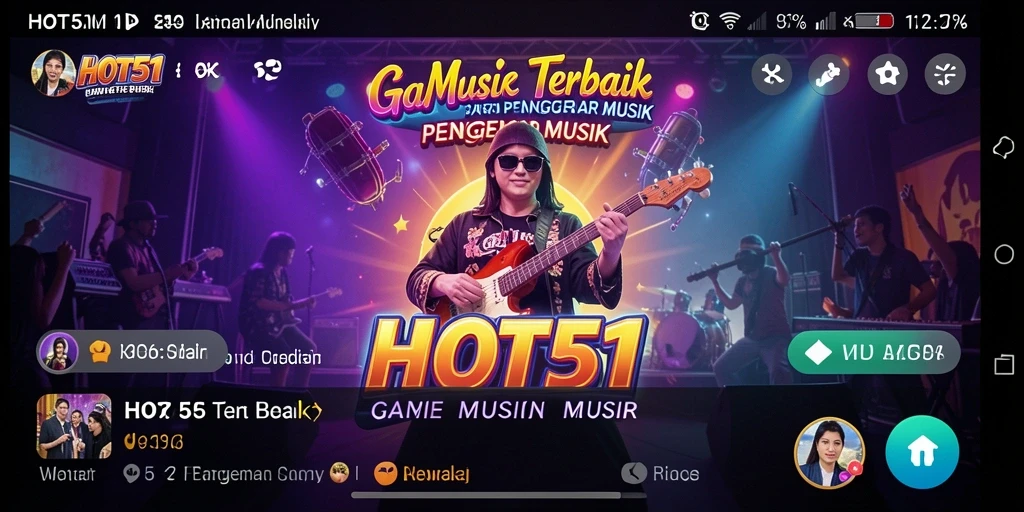 Tampilan gameplay HOT51 yang menarik dengan lagu-lagu menawan.