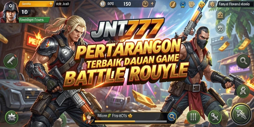 Tampilan gameplay seru dalam JNT777, menunjukkan aksi Battle Royale.