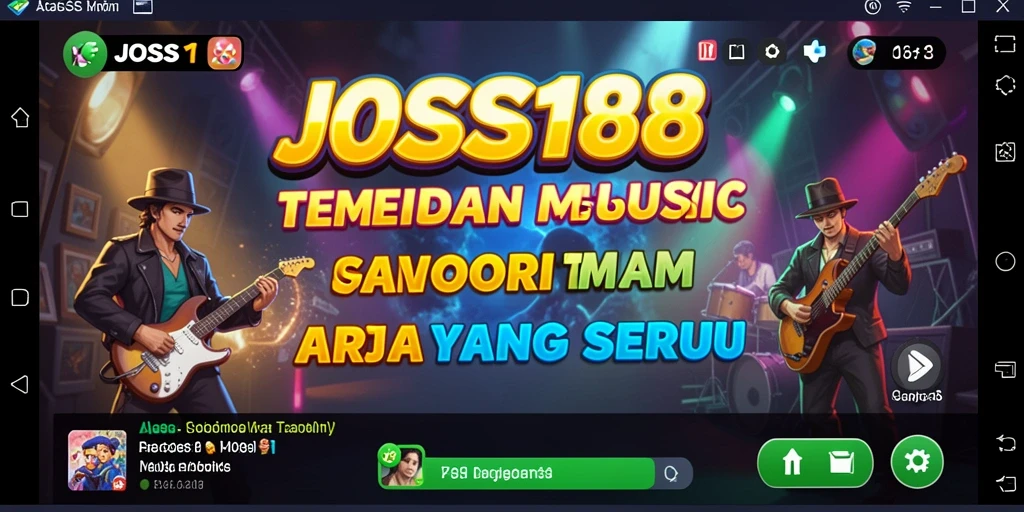 Screenshot utama dari gameplay JOSS188 menampilkan interaksi pengguna dengan musik.