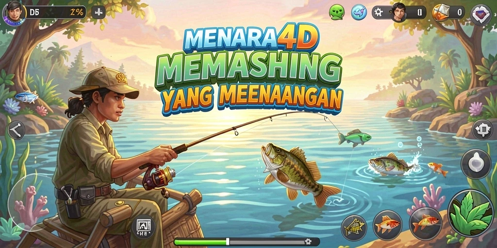 Screenshot MENARA4D menampilkan aksi memancing yang menegangkan di lake.
