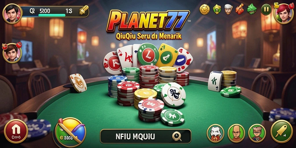 Tampilan layar permainan QiuQiu yang seru di PLANET77.