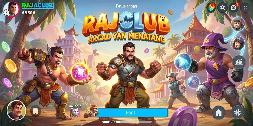 Tampilan gameplay RAJACLUB yang penuh aksi dan warna.