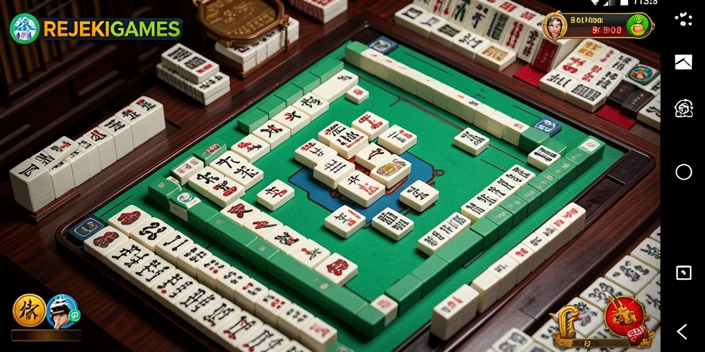 Screenshot REJEKIGAMES menampilkan gameplay Mahjong yang menarik dan penuh tantangan.