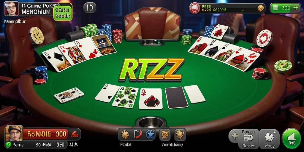 Tampilan gameplay Poker yang mendebarkan dan interaktif.