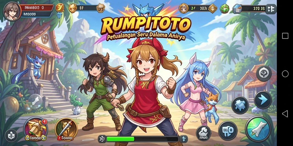 Tampilan gameplay RUMPITOTO dengan karakter Anime yang memukau.