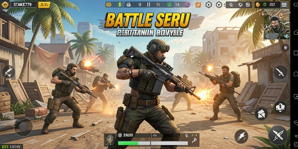 Gameplay seru di STAKE779 saat pemain bertempur dalam arena Battle Royale.