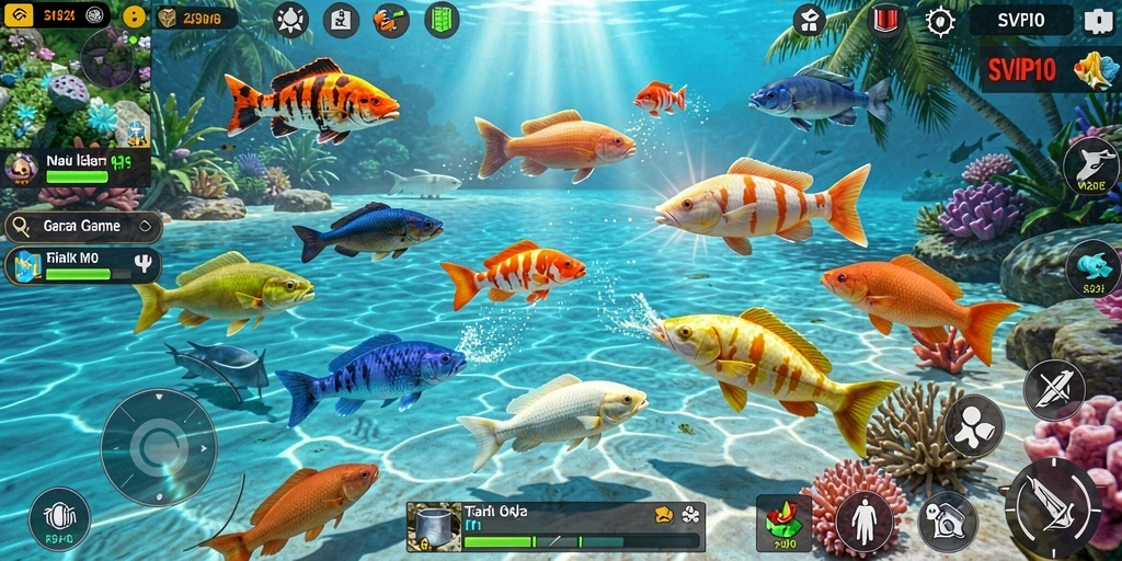 Tampilan gameplay seru dari SVIP10 dengan aksi Tembak Ikan yang mendebarkan.