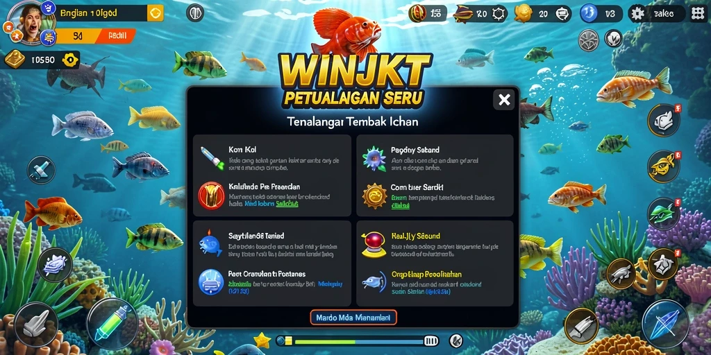 Tampilan menarik dari gameplay Tembak Ikan dalam WINJKT.