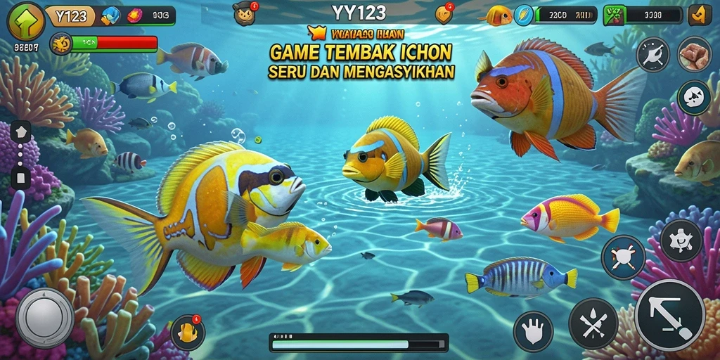 Tangkapan layar menampilkan aksi seru dalam gameplay Tembak Ikan.