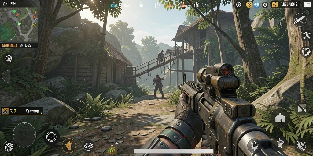 Tangkapan layar ZK9 menampilkan aksi seru dalam pertempuran FPS.